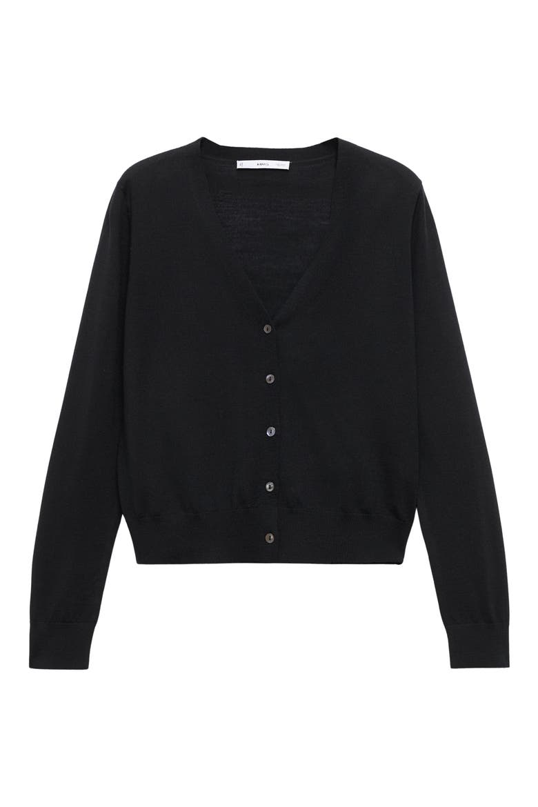 Selection V-Neck Wool Cardigan, Alternate, color, BLACK