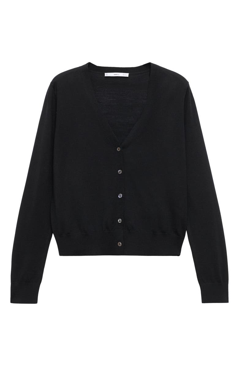 MANGO Selection V-Neck Wool Cardigan, Alternate, color, Black