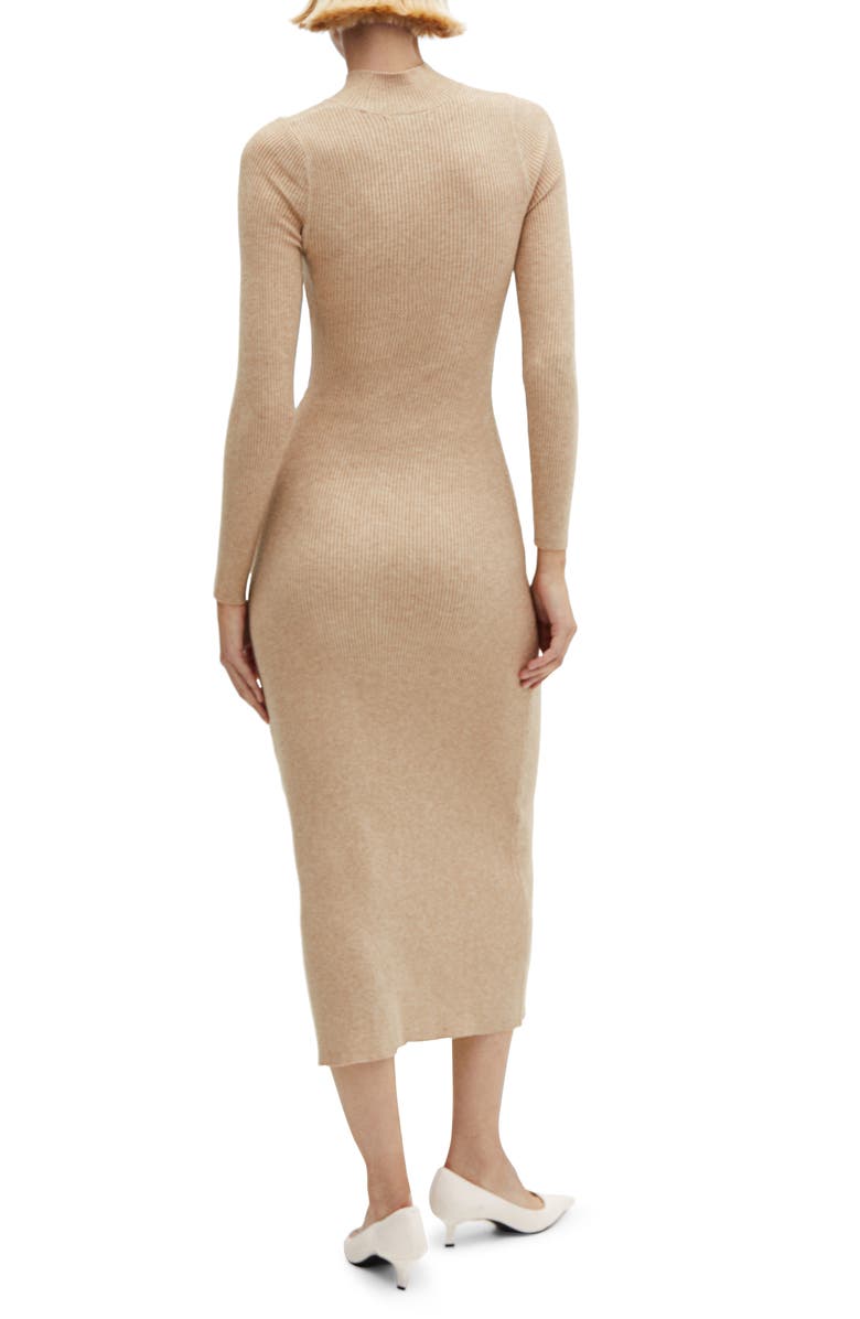 MANGO Perkins Long Sleeve Rib Dress, Alternate, color, 