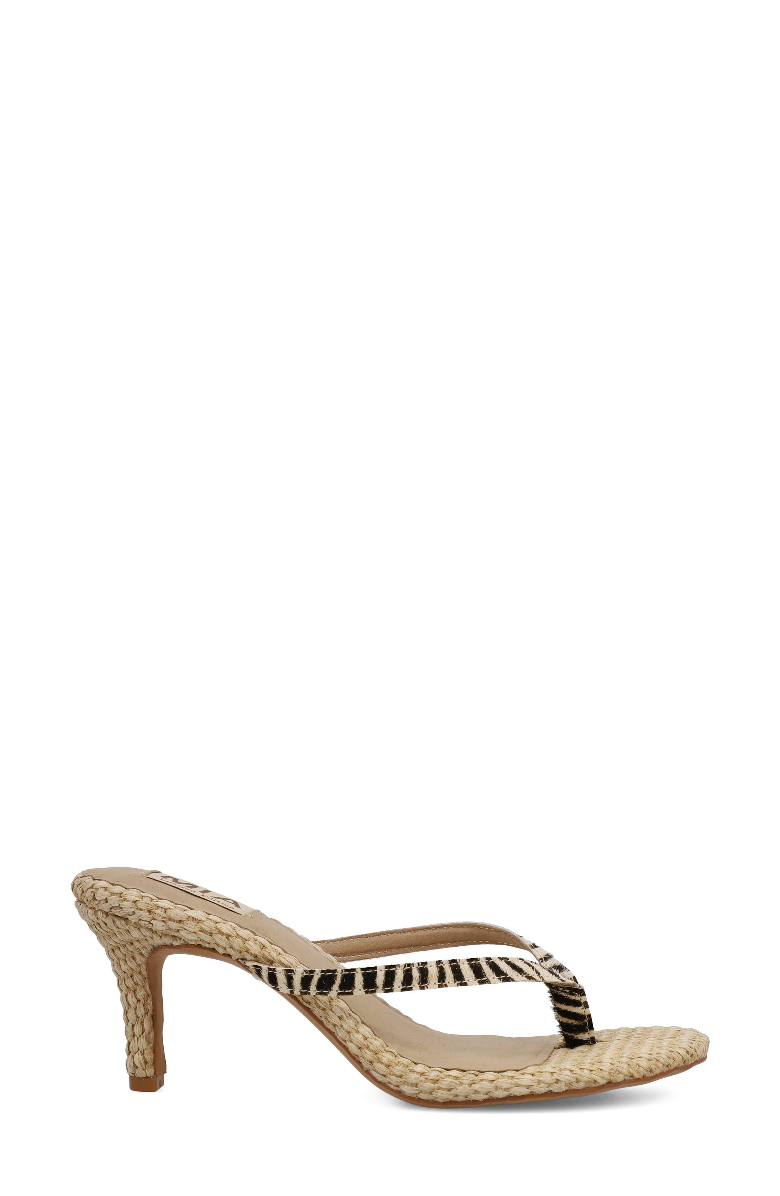 MIA Zania Genuine Calf Hair Sandal, Alternate, color, Zebra