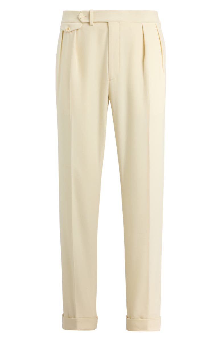 Ralph Lauren Purple Label Pleated Cream Wool Flannel Trousers, Alternate, color, Cream