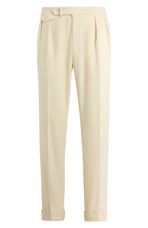 Ralph Lauren Purple Label Pleated Cream Wool Flannel Trousers In Neutral