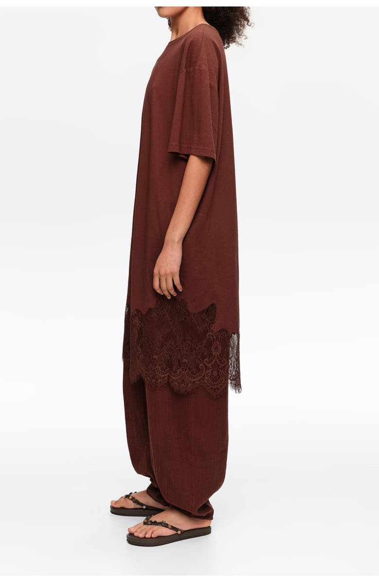 Bimba y Lola Short Lace T-Shirt Dress, Alternate, color, Brown
