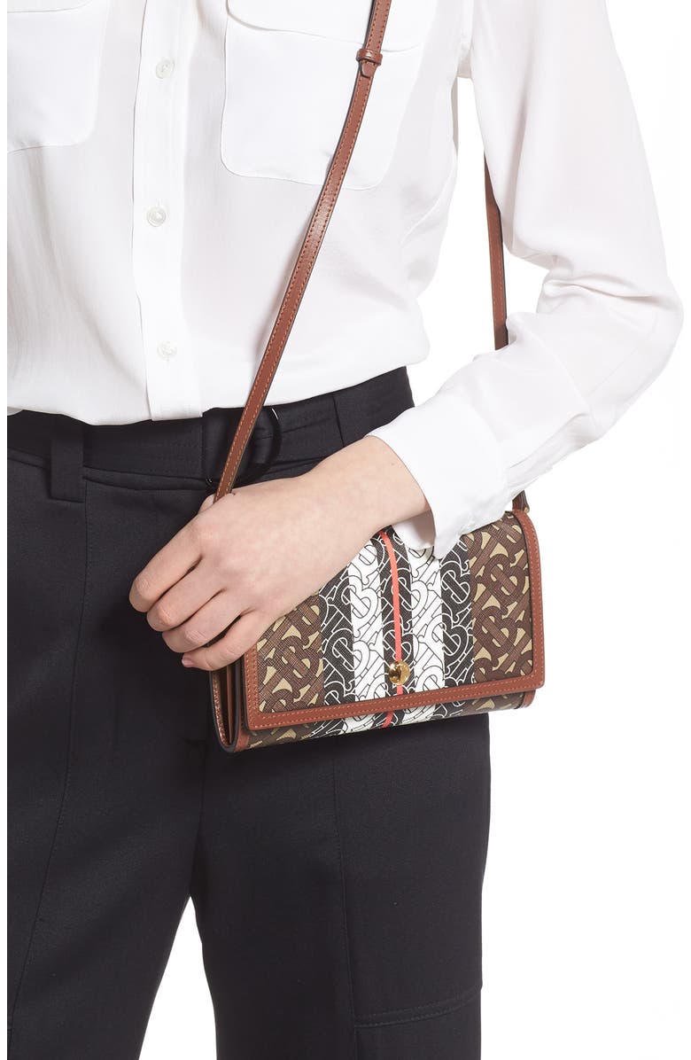 Burberry Monogram Stripe E-Canvas Wallet with Detachable Strap, Alternate, color,