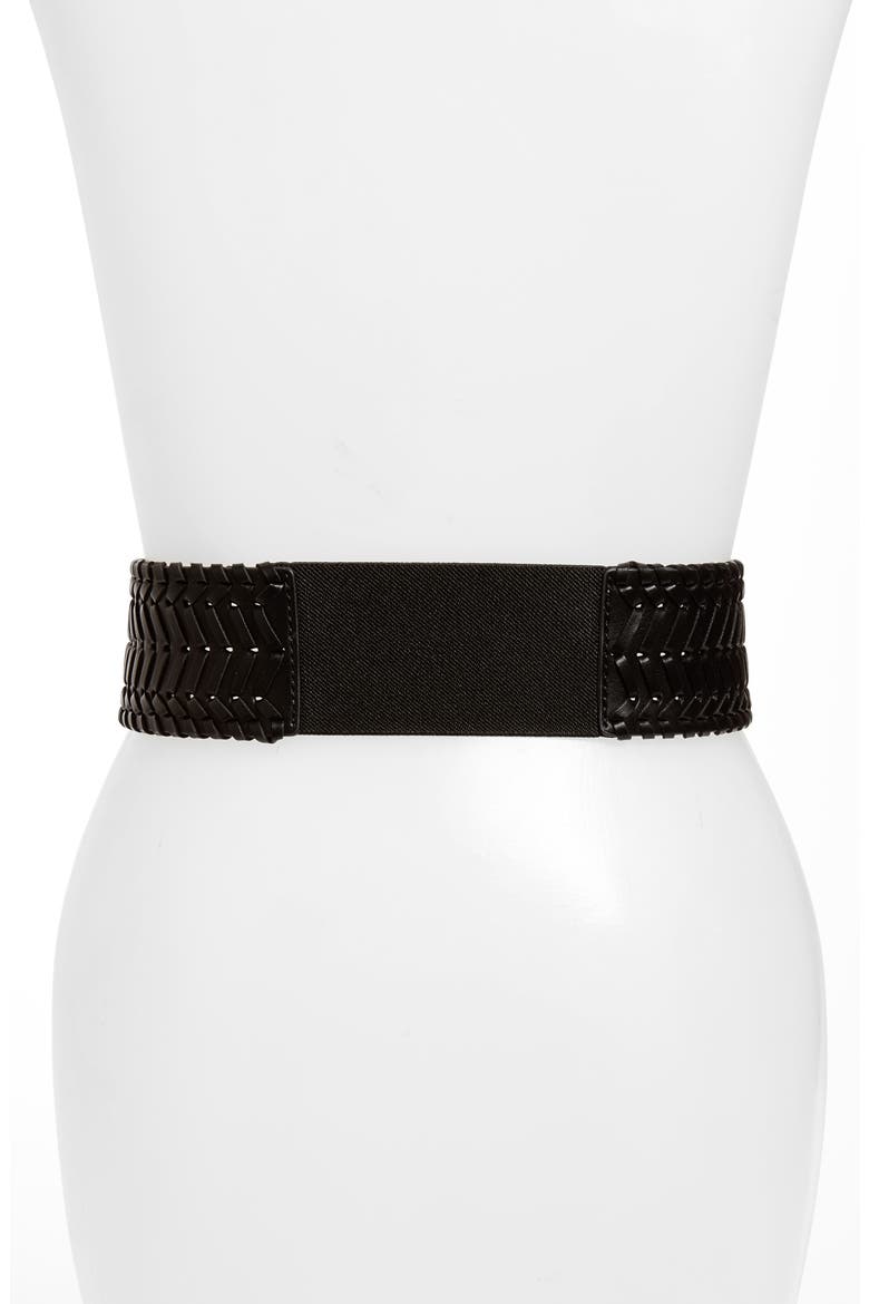 Whipstitch Stretch Belt, Alternate, color, BLACK