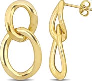 DELMAR Open Oval Double Link Earrings