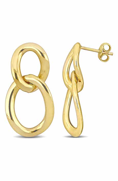 DELMAR Open Oval Double Link Earrings