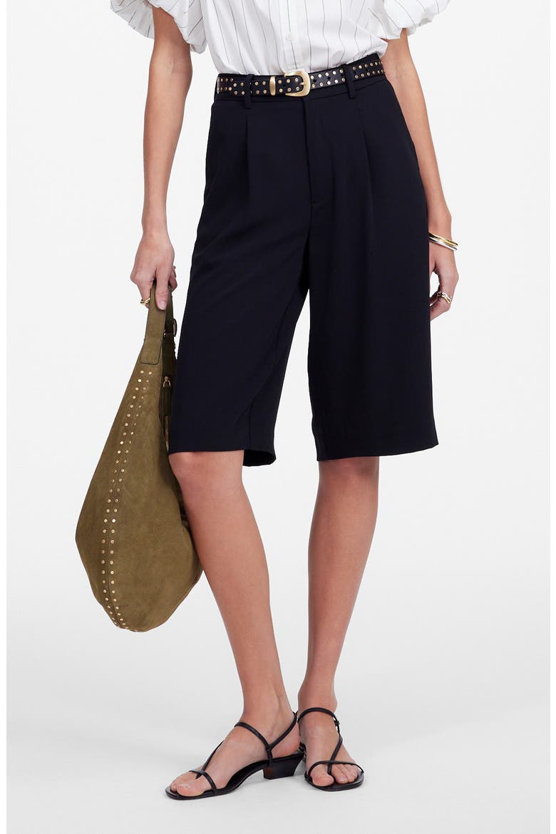 Slouchy Crepe Shorts, Main, color, JET BLACK