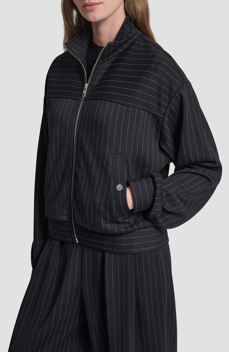 DKNY Pinstripe Zip Jacket, Alternate, color, Black Pinstripe