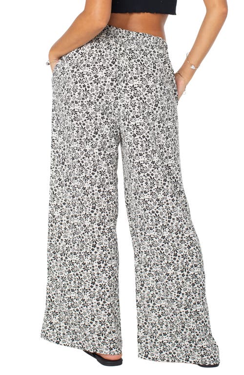 Roxy Midnight Avenue Floral Wide Leg Linen Blend Pants In Gray