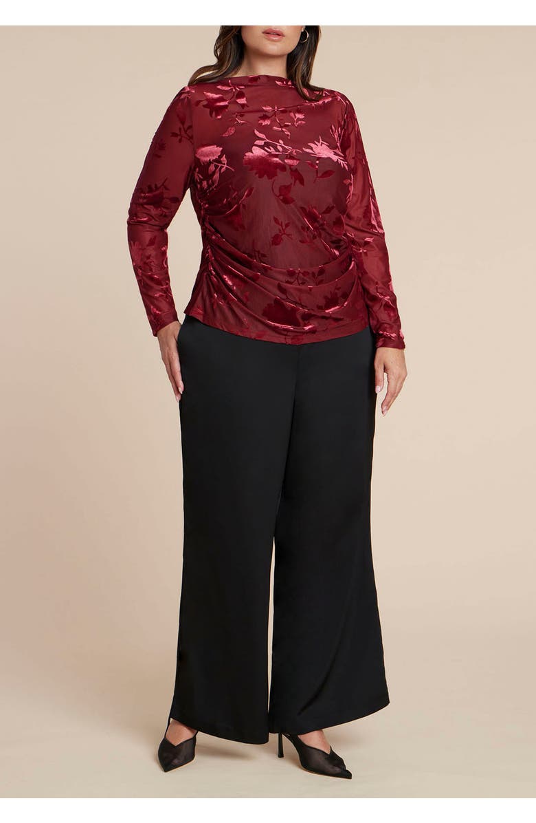 ELOQUII Floral Jacquard Top, Alternate, color, Port Royale