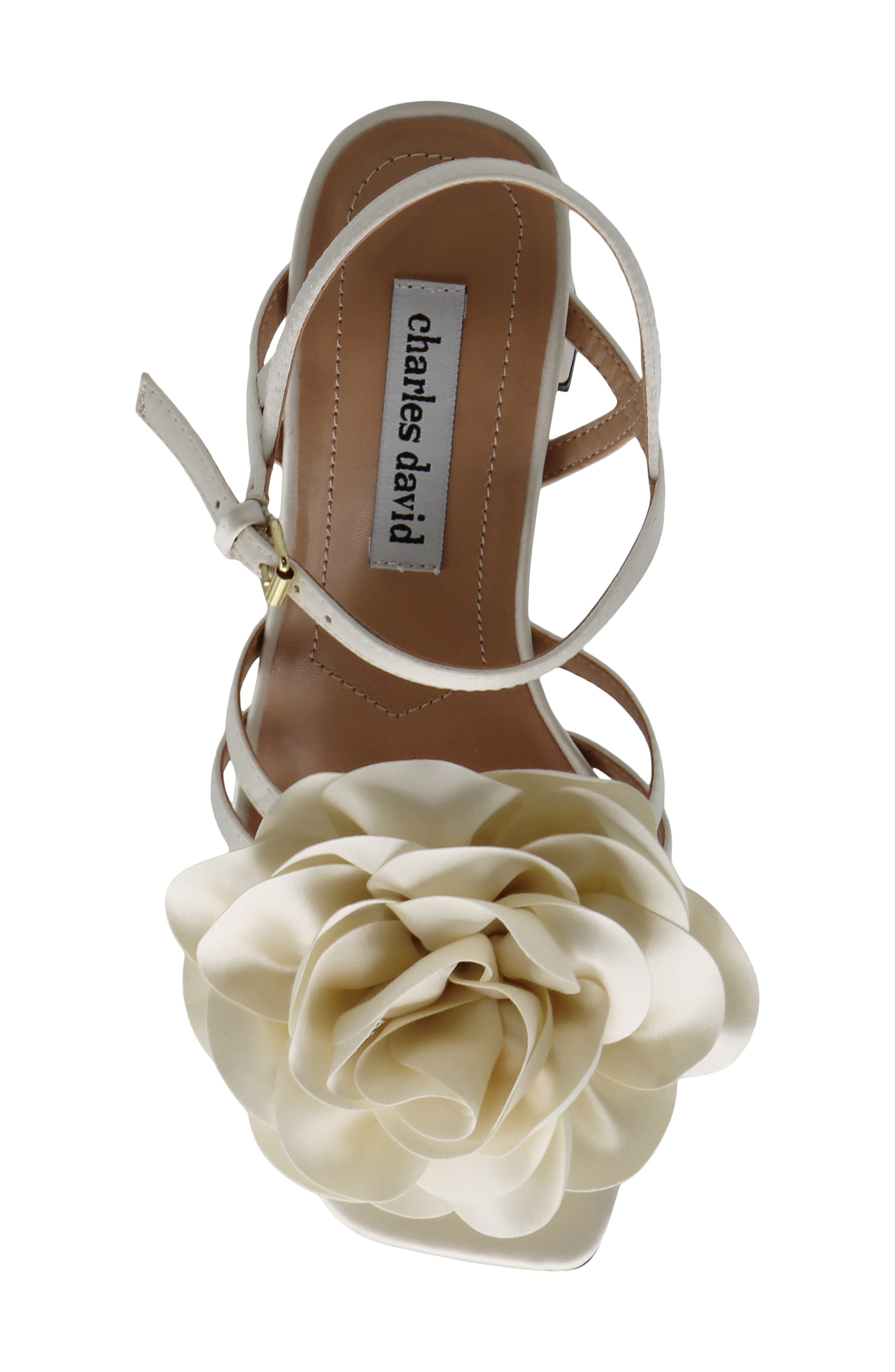 Charles David Restless Ankle Strap Sandal, Alternate, color, Ivory Satin