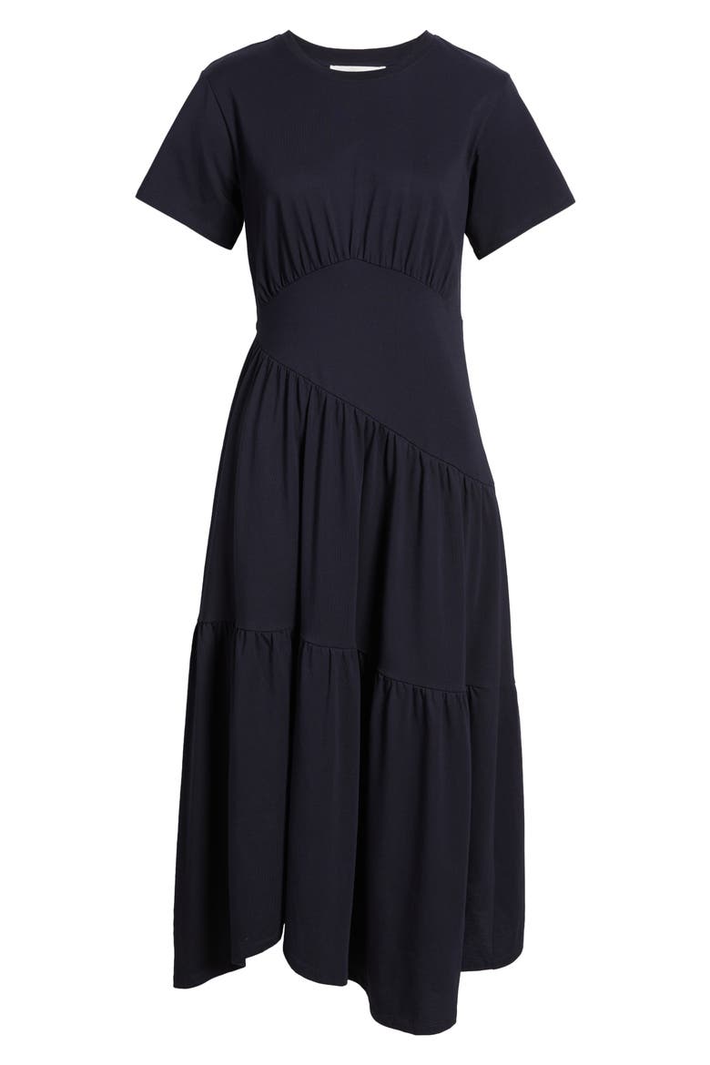 Asymmetric Tiered Ruffle Knit Dress, Alternate, color, NAVY