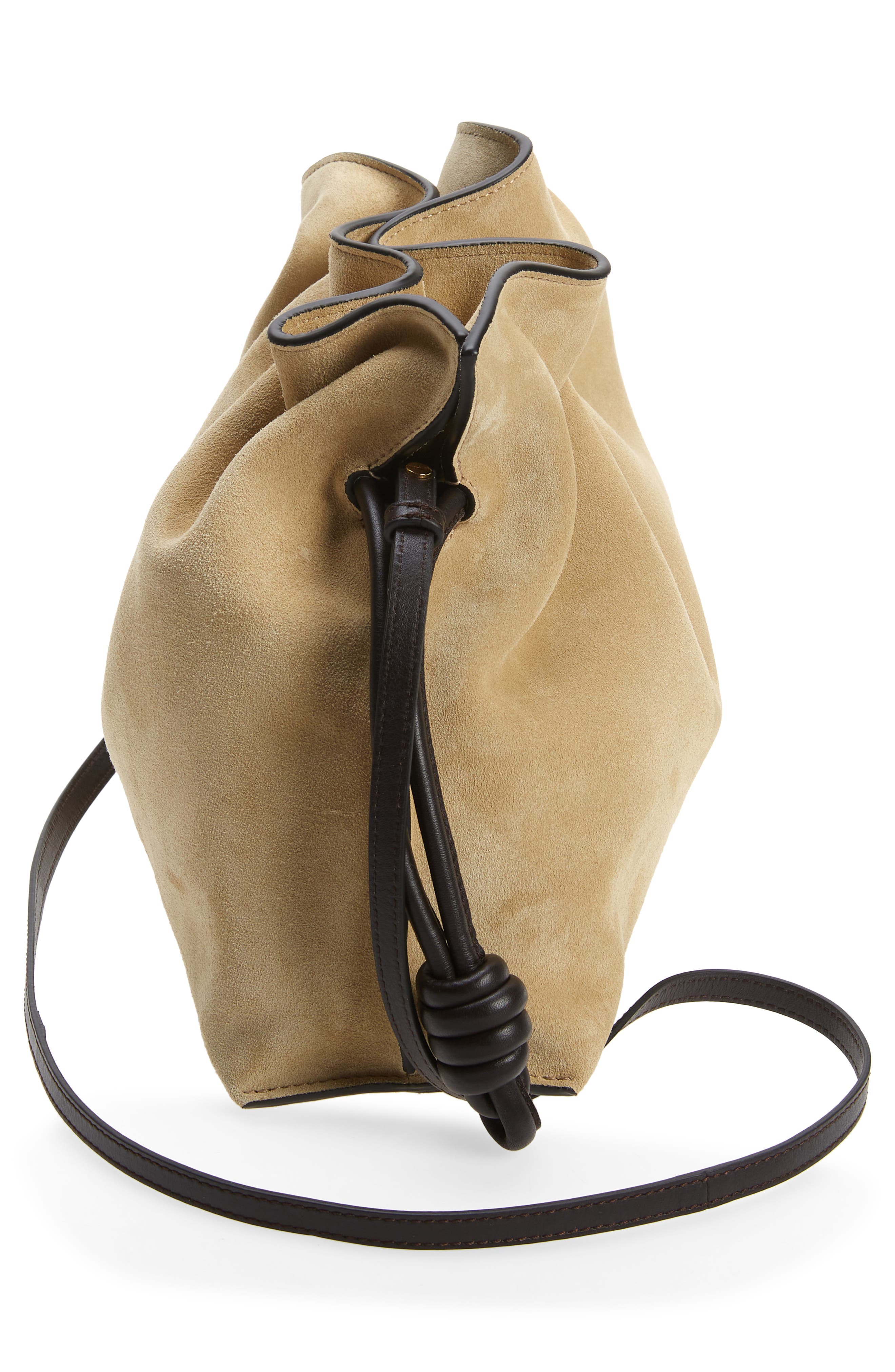 Loewe Flamenco Knot Suede Clutch, Alternate, color, 