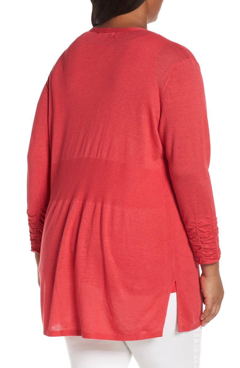 NIC+ZOE Ruched Sleeve Linen Blend Cardigan, Alternate, color,
