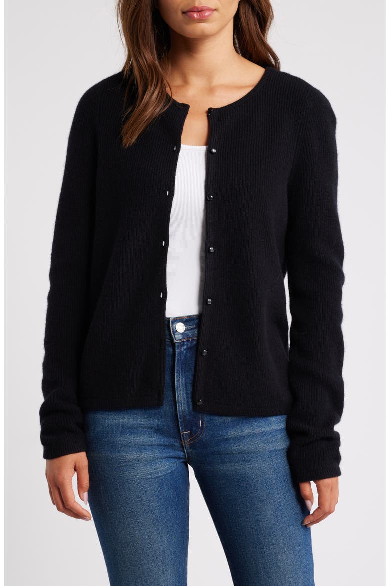 Wool & Cashmere Cardigan, Main, color, BLACK ROCK