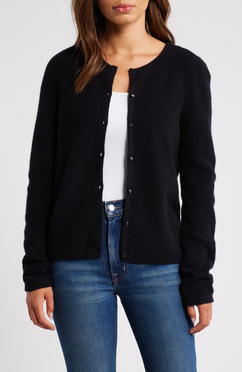 Caslon<sup>®</sup> Wool & Cashmere Cardigan, Main, color, Black Rock
