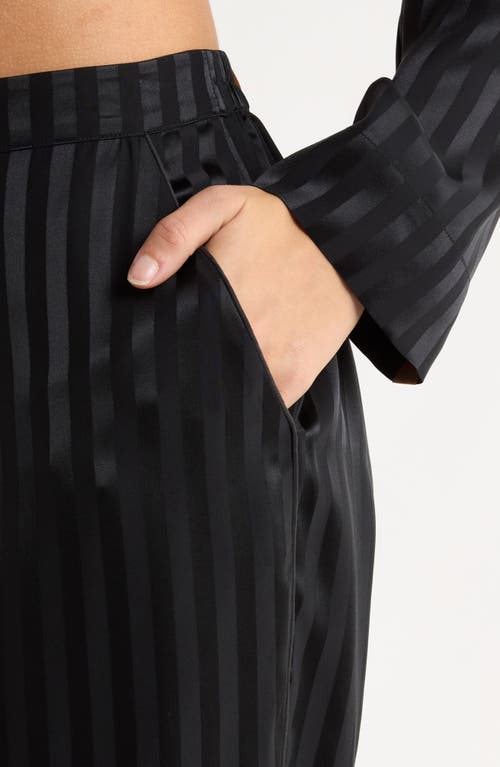 Lunya Stripe Jacquard Washable Silk Pajamas In Black