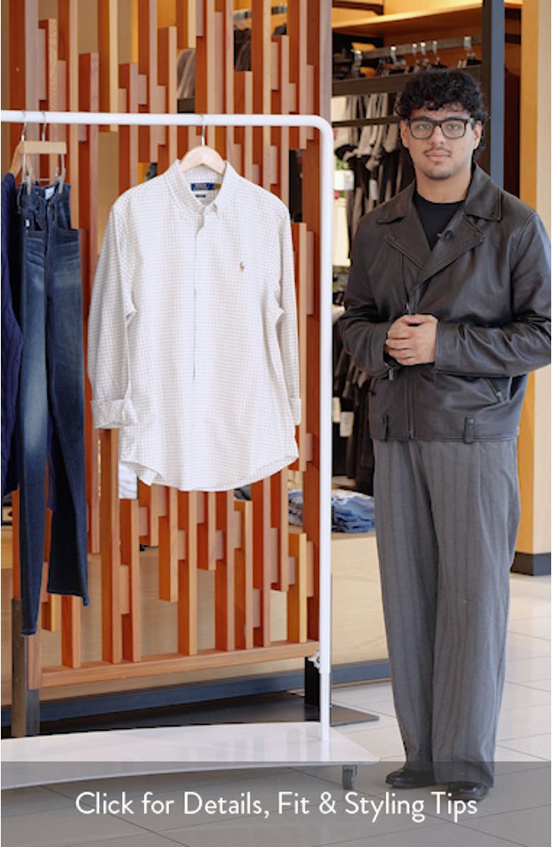 Classic Fit Gingham Check Cotton Button-Down Oxford Shirt, sales video thumbnail