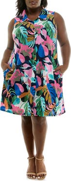 Nina Leonard Sleeveless Trapeze Dress