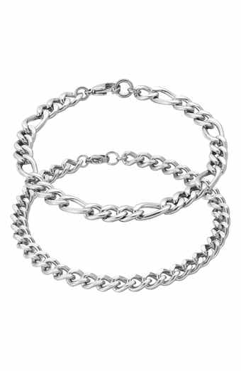 Adornia Men's Tarnish Resistant Set of 2 Chain Bracelets