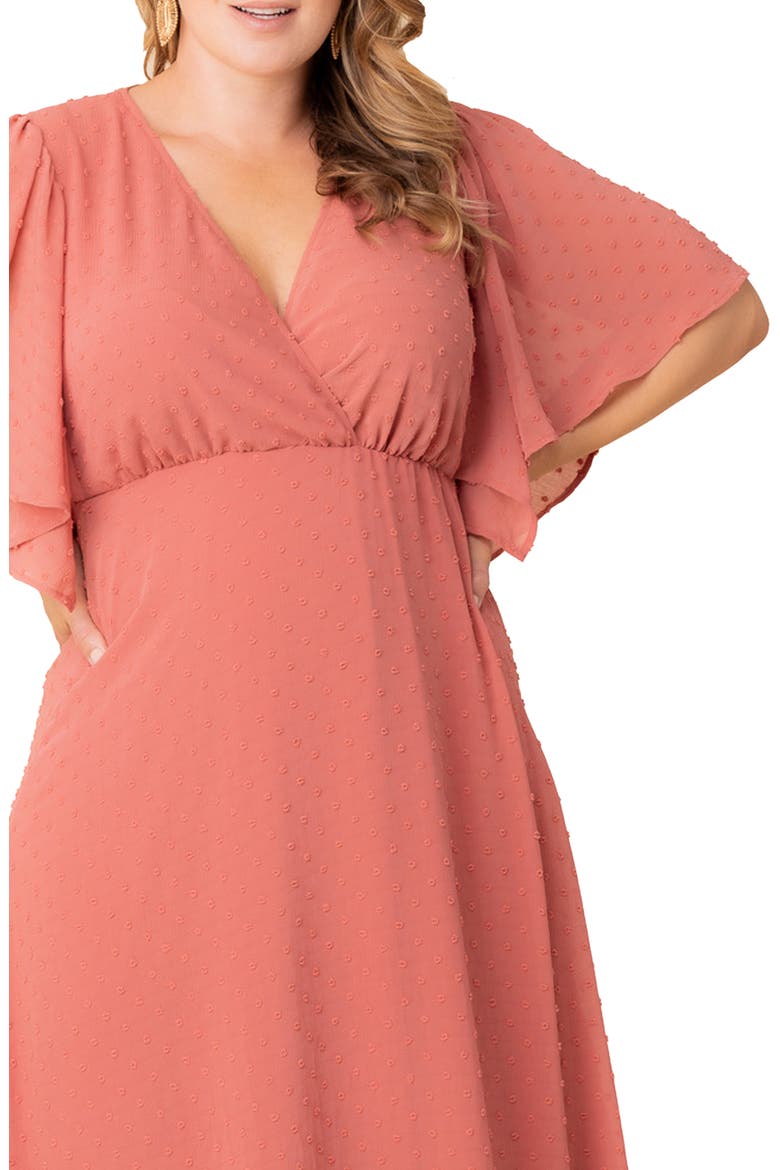 Carmella Flutter Sleeve Gown, Alternate, color, PEACHY KEEN