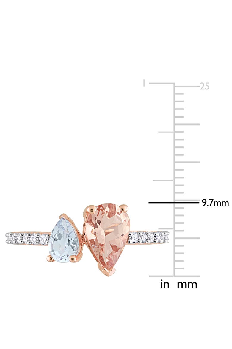Morganite Aquamarine & Diamond 2-Stone Ring 14k, Alternate, color, Rose Gold