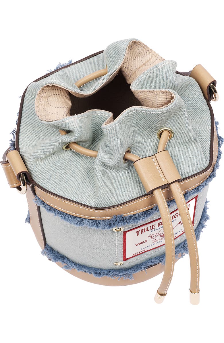 True Religion Buddha Patch Denim Bucket Bag, Alternate, color, Denim