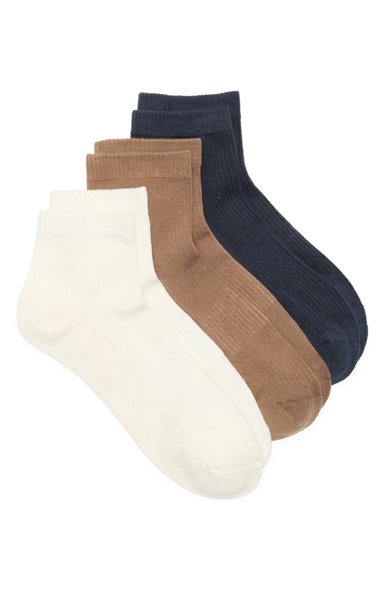 NORDSTROM RACK 3-Pack Pillow Sole Ribbed Quarter Socks, Main, color,