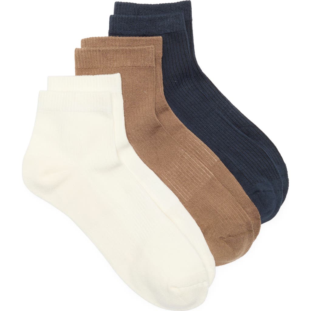Nordstrom Rack 3-pack Pillow Sole Ribbed Quarter Socks In Multi