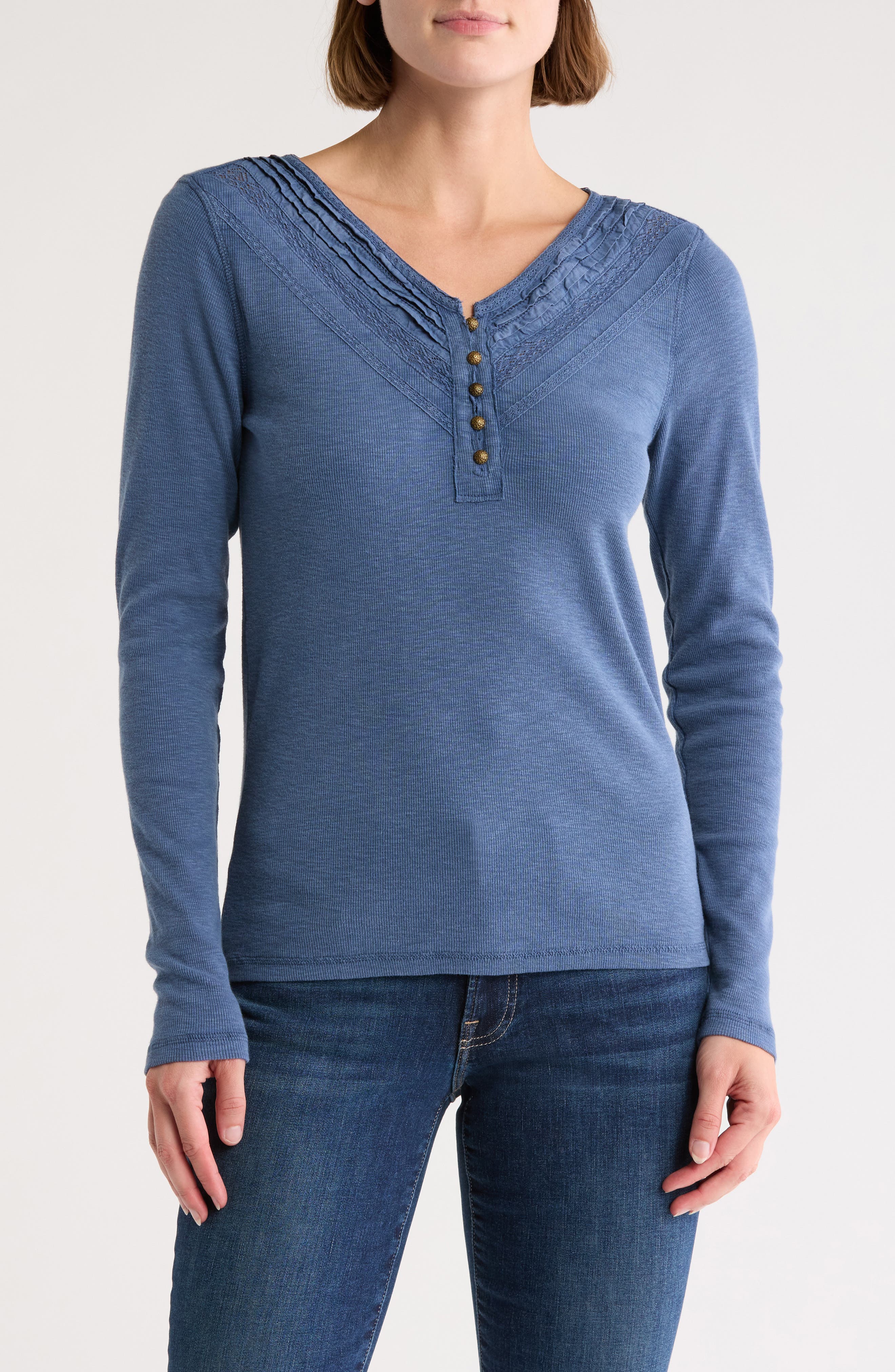 Lucky Brand Lace Trim Henley