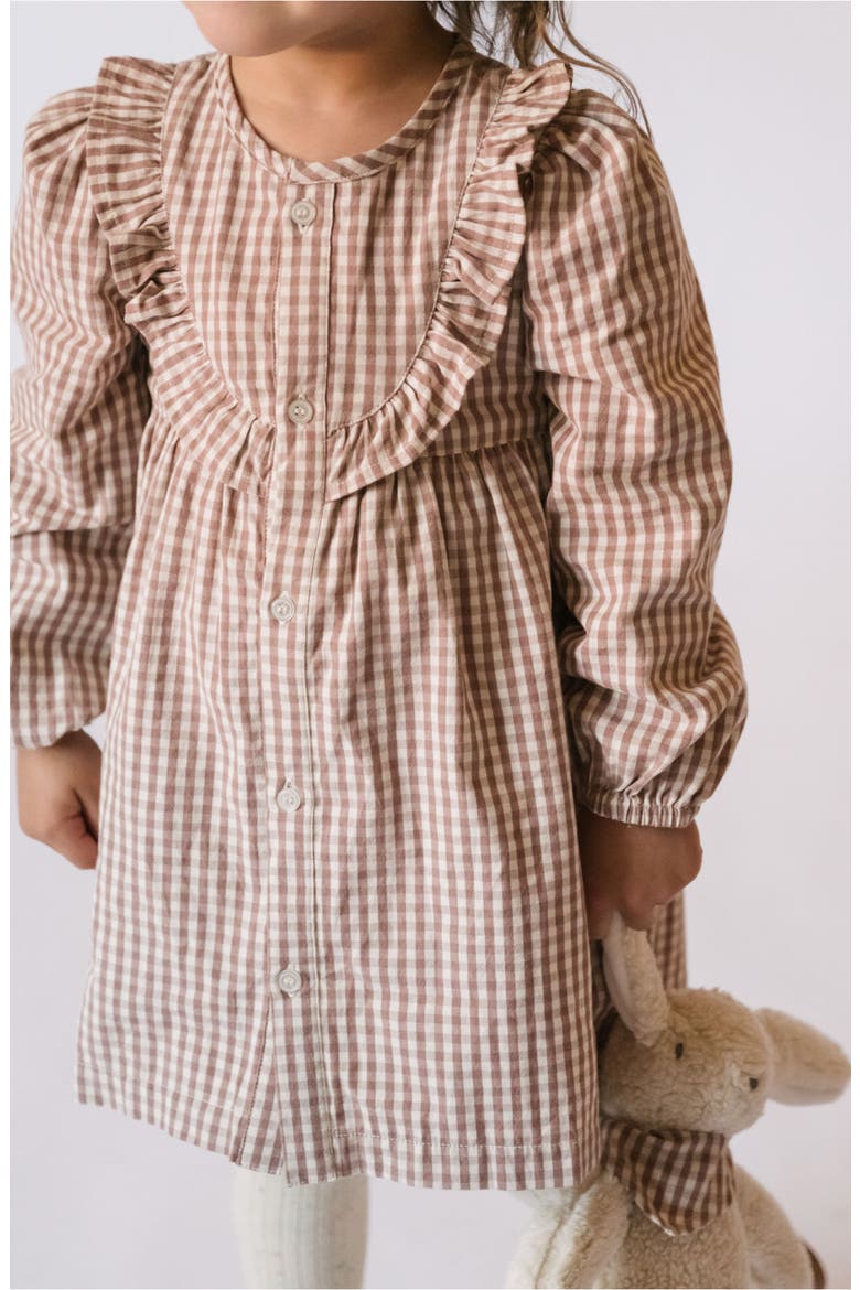Gingham Ruffle Organic Cotton Dress, Alternate, color, THISTLE