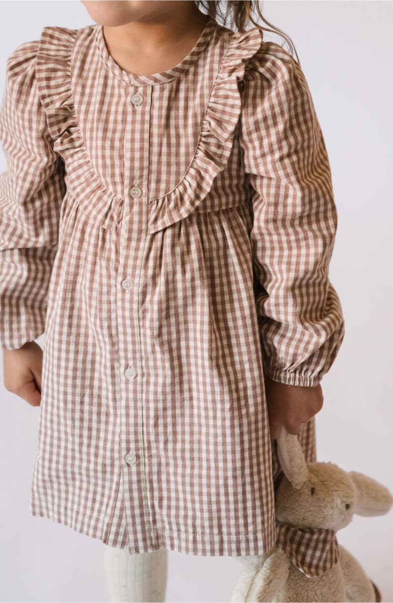 Pehr Gingham Ruffle Organic Cotton Dress, Alternate, color, Thistle