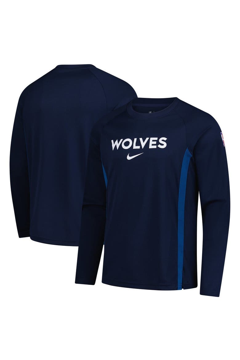 Men's Nike Navy Minnesota Timberwolves 2025/26 Authentic Pre-Game Legend Dri-FIT Long Sleeve Shooting Shirt, Main, color, Navy