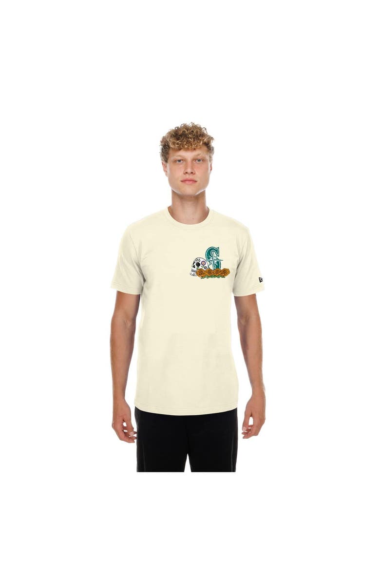 New Era Men's New Era Natural Seattle Mariners Dia de los Muertos Sugar Skull T-Shirt, Main, color, Natural