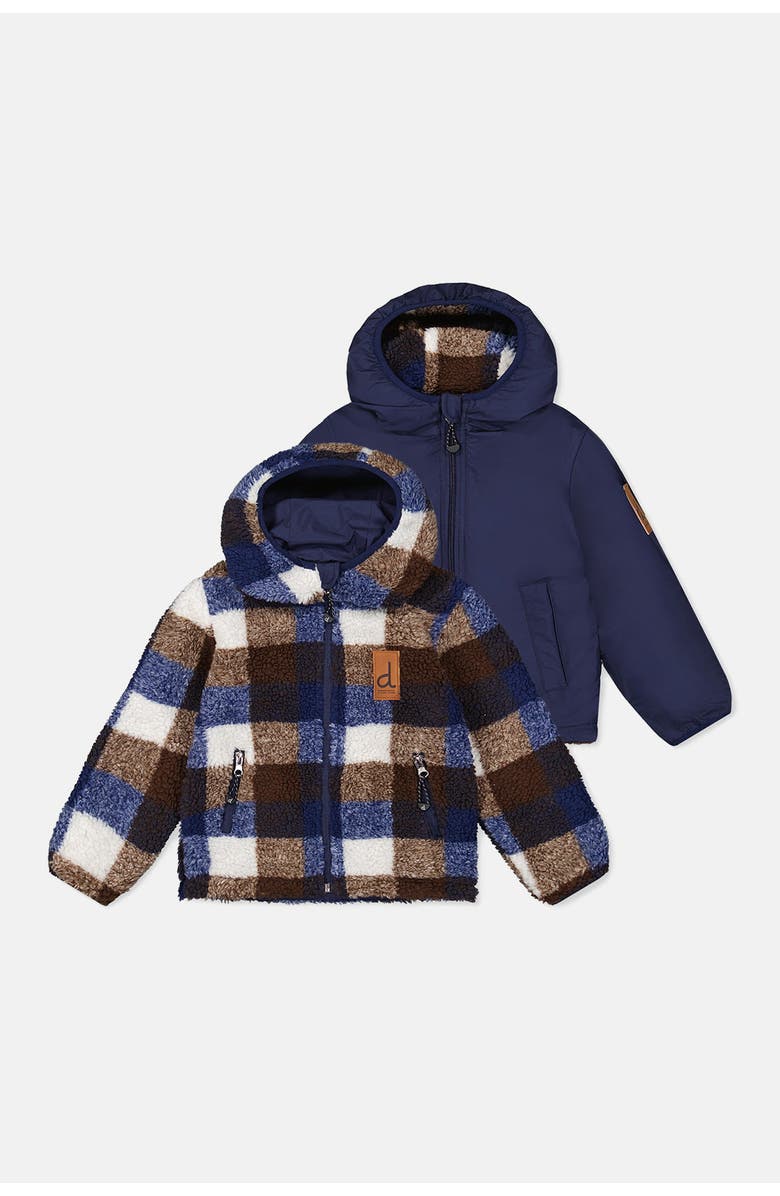 Deux par Deux Reversible Mid-Season Fleece Technical Hooded Jacket, Main, color,
