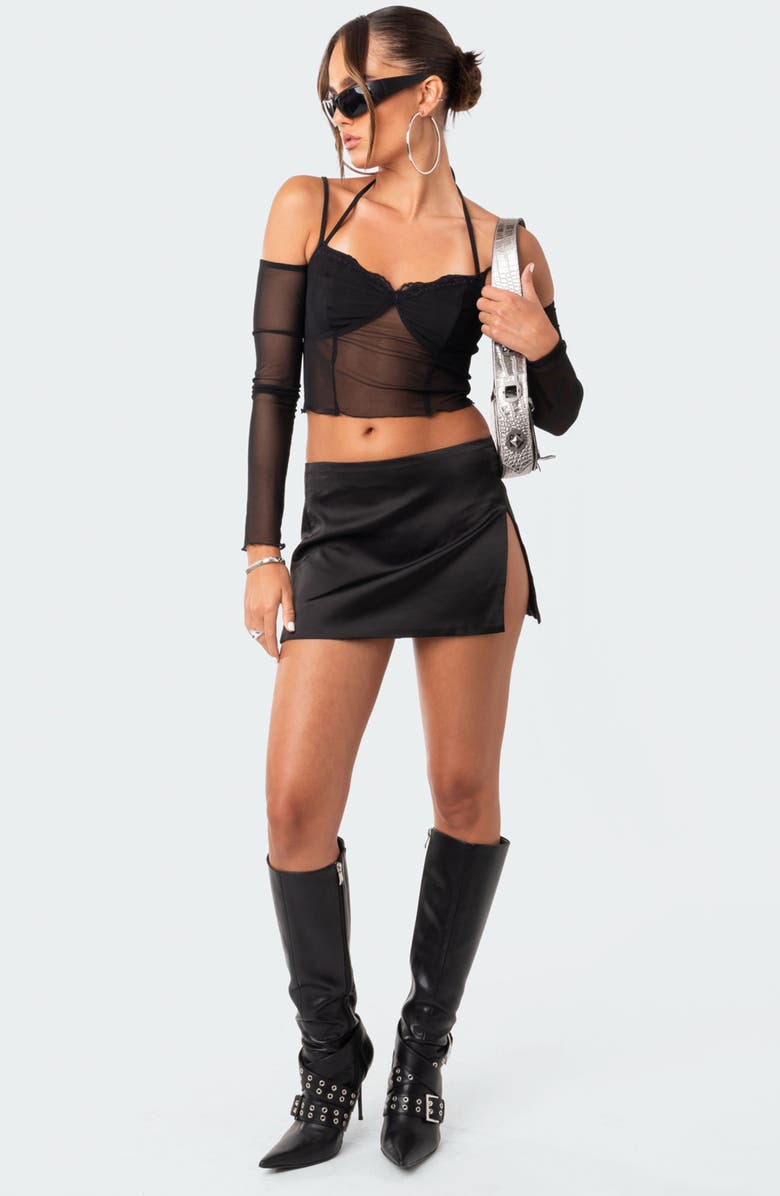 EDIKTED Luella Sheer Off the Shoulder Mesh Top, Alternate, color,