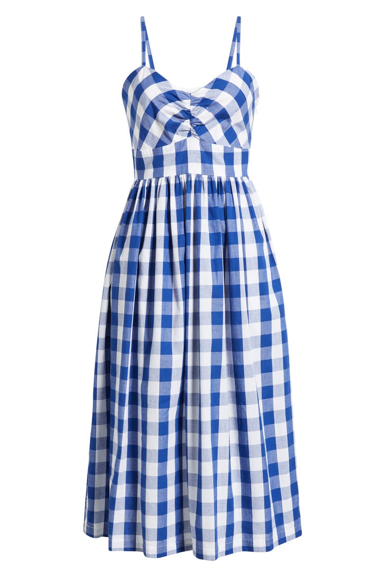 Treeza Gingham Midi Sundress, Main, color, BLUE/ WHITE