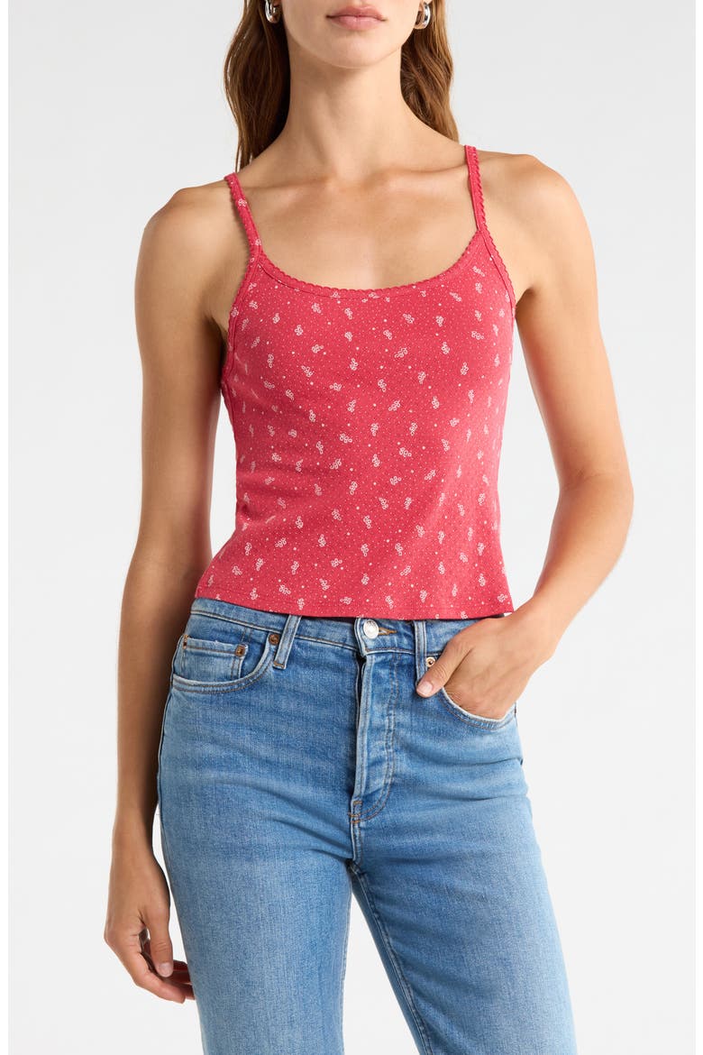 Jolie Scallop Trim Cotton Pointelle Crop Tank, Main, color, BANDANA HONEYCOMB