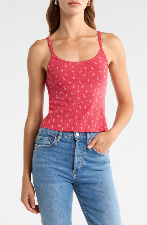 Jolie Scallop Trim Cotton Pointelle Crop Tank