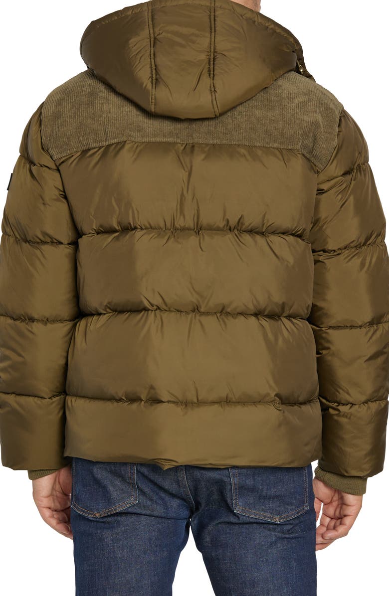 Sean John Water Resistant Mixed Media Puffer Coat with Removable Hood, Alternate, color,