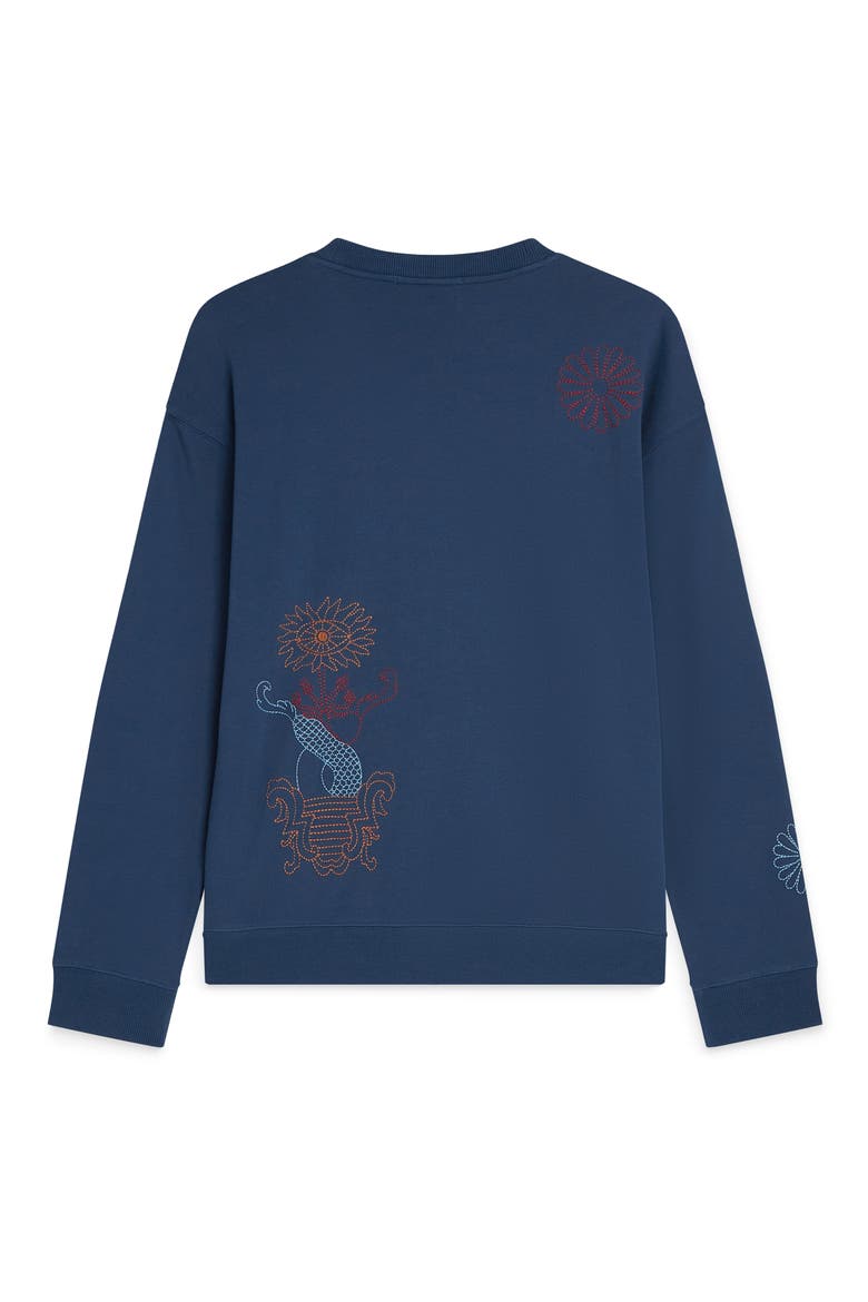 Placed Embroidered Cotton Sweatshirt, Alternate, color, ENSIGN BLUE