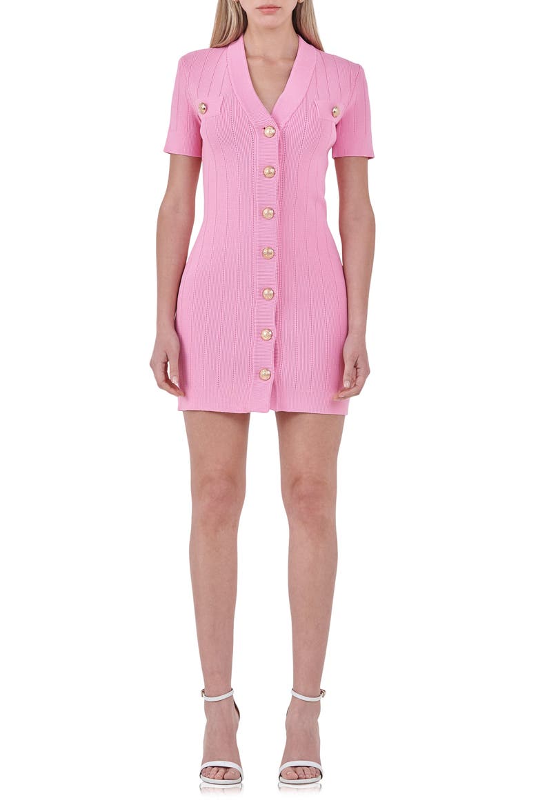 V-Neck Sweater Dress, Main, color, PINK
