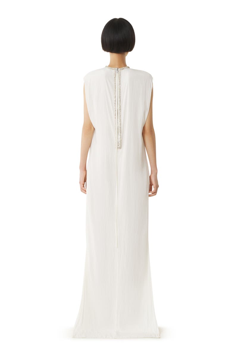 Lanvin White Embroidered Dress In Charmeuse, Alternate, color, White