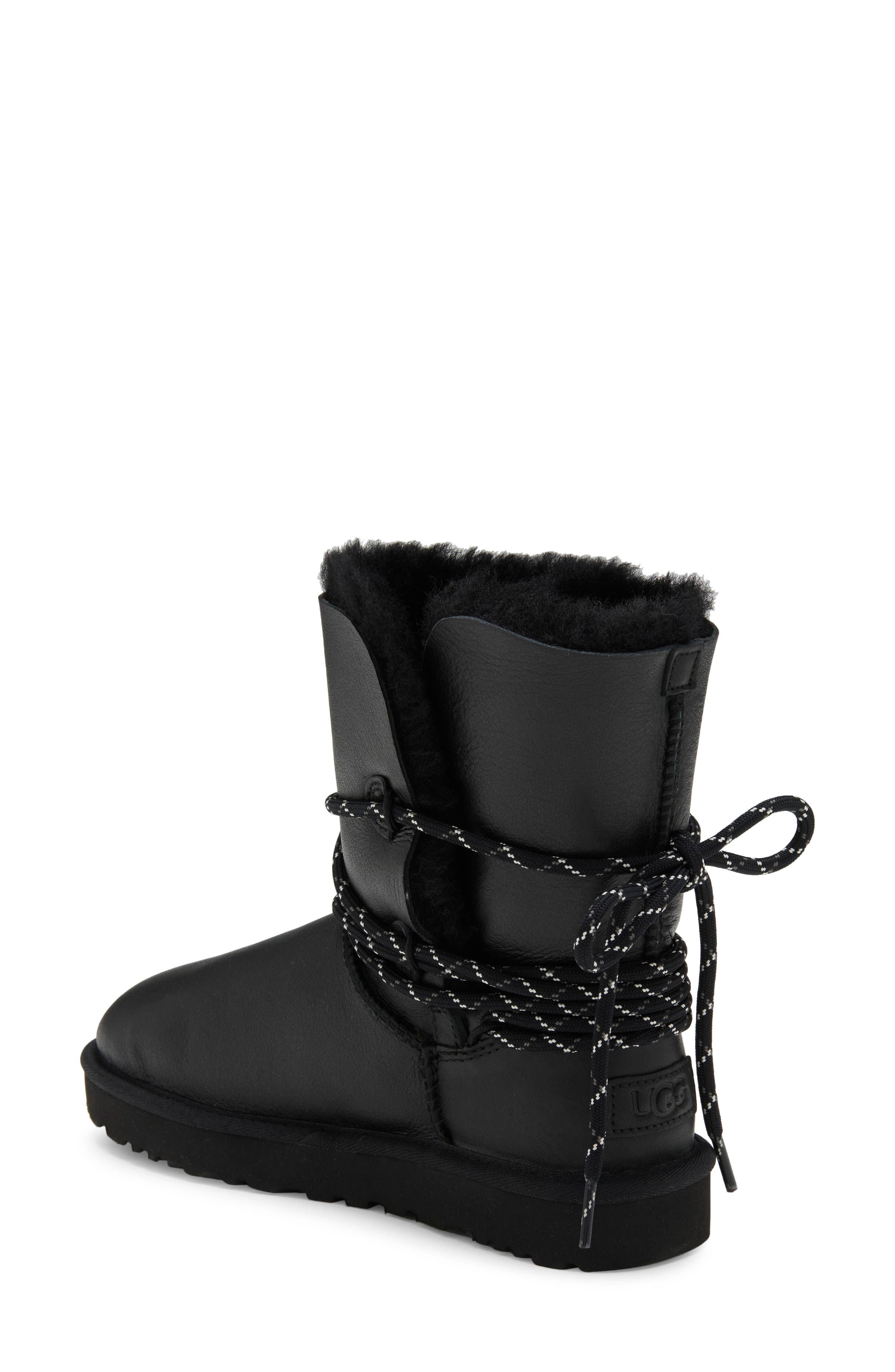 Bailey Tie Genuine Shearling Boot, Alternate, color, BLACK