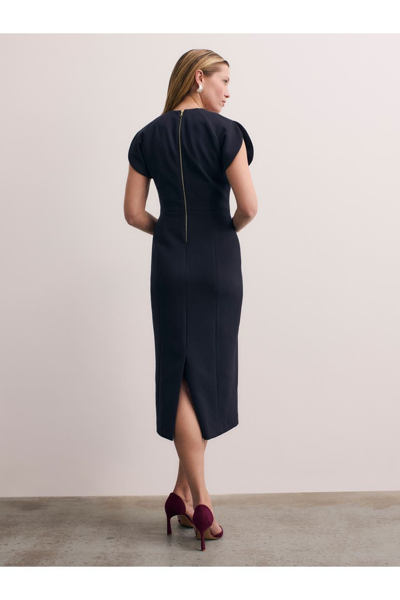 Paola Sculpt Stretch Crepe Dress, Alternate, color, Navy