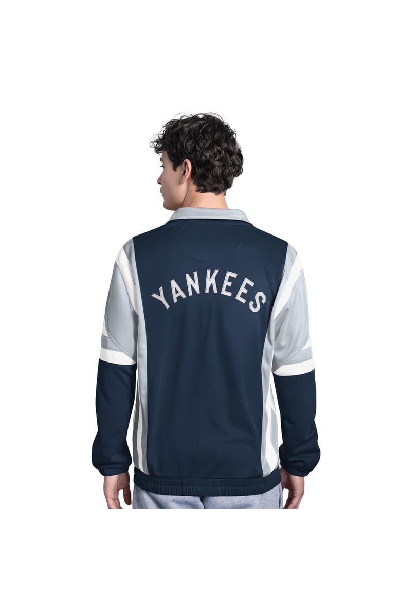 STARTER Men's Starter Navy/Gray New York Yankees Contender Tricot Full-Zip Track Jacket, Alternate, color, Navy