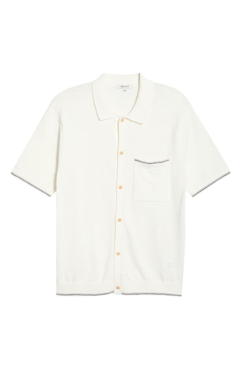 Madewell Tipped Slub Knit Cotton Button-Up Shirt, Main, color, Natural