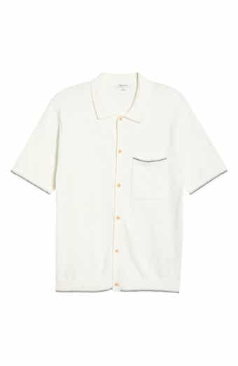Tipped Slub Knit Cotton Button-Up Shirt
