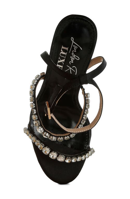 London Rag Aragon Crystal Embellished Ankle Strap Sandal In Black